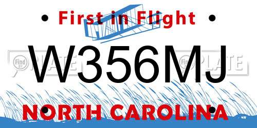 W356MJ North Carolina License Plate
