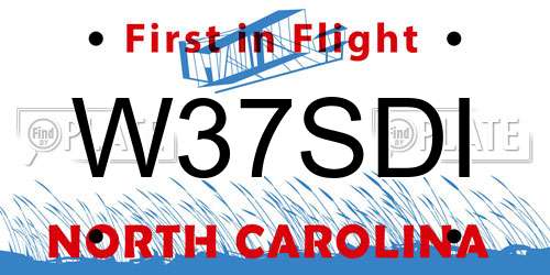 W37SDI North Carolina License Plate