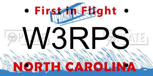 W3RPS North Carolina License Plate