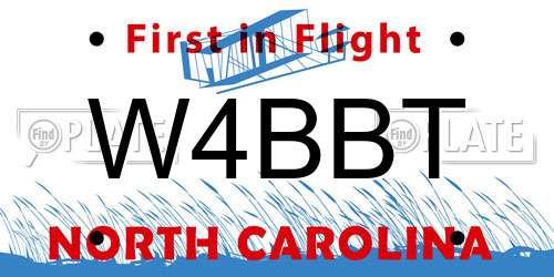 W4BBT North Carolina License Plate
