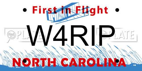 W4RIP North Carolina License Plate