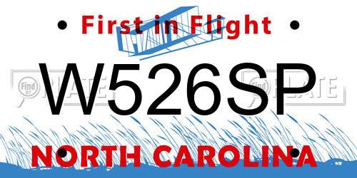 W526SP North Carolina License Plate