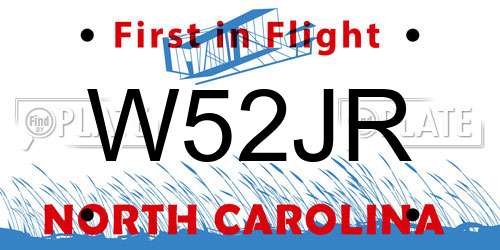 W52JR North Carolina License Plate