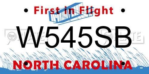 W545SB North Carolina License Plate