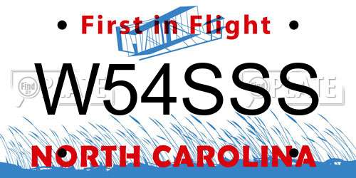 W54SSS North Carolina License Plate