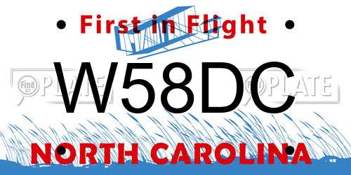 W58DC North Carolina License Plate