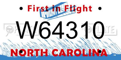 W64310 North Carolina License Plate
