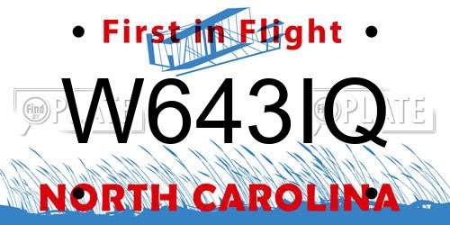 W643IQ North Carolina License Plate