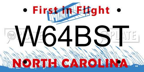 W64BST North Carolina License Plate