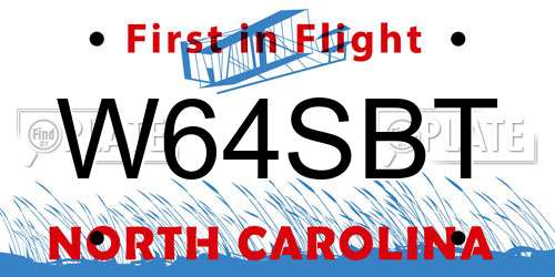 W64SBT North Carolina License Plate