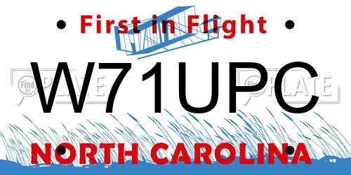 W71UPC North Carolina License Plate