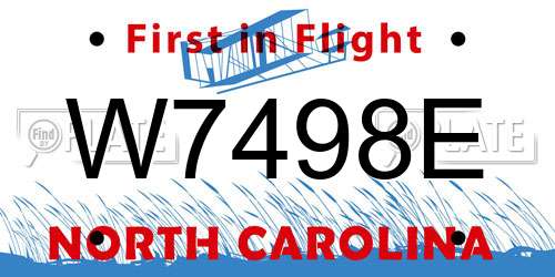 W7498E North Carolina License Plate