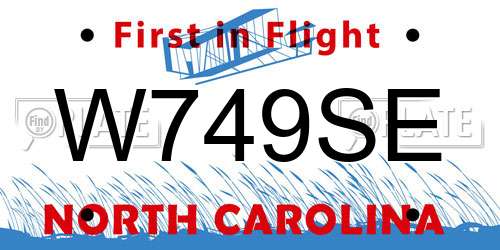W749SE North Carolina License Plate
