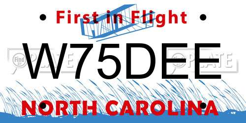 W75DEE North Carolina License Plate