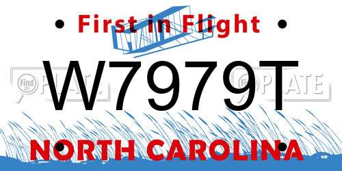 W7979T North Carolina License Plate