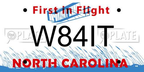 W84IT North Carolina License Plate