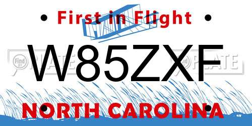 W85ZXF North Carolina License Plate
