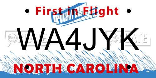 WA4JYK North Carolina License Plate