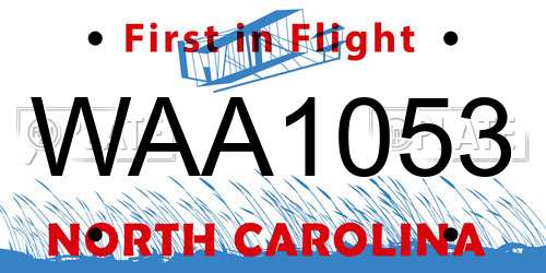 WAA1053 North Carolina License Plate