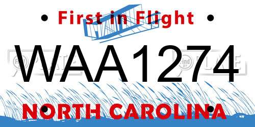 WAA1274 North Carolina License Plate