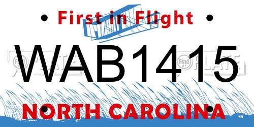 WAB1415 North Carolina License Plate