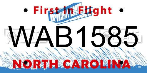 WAB1585 North Carolina License Plate