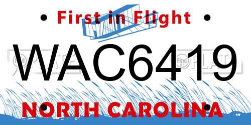 WAC6419 North Carolina License Plate