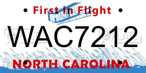 WAC7212 North Carolina License Plate