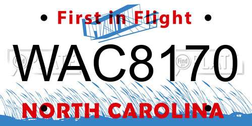 WAC8170 North Carolina License Plate