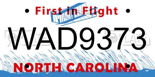 WAD9373 North Carolina License Plate