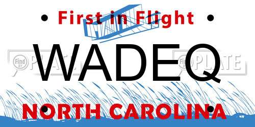 WADEQ North Carolina License Plate