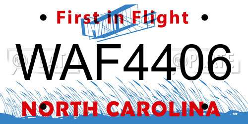 WAF4406 North Carolina License Plate