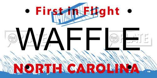 WAFFLE North Carolina License Plate