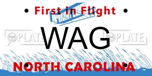 WAG North Carolina License Plate