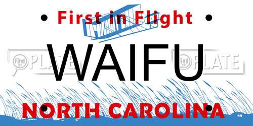 WAIFU North Carolina License Plate