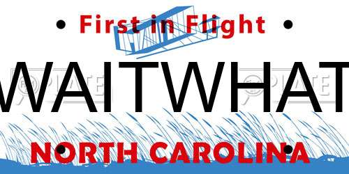 WAITWHAT North Carolina License Plate