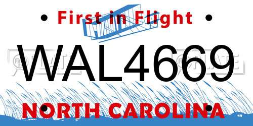 WAL4669 North Carolina License Plate