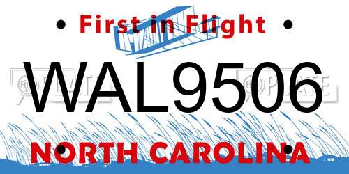 WAL9506 North Carolina License Plate