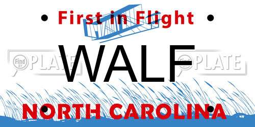 WALF North Carolina License Plate