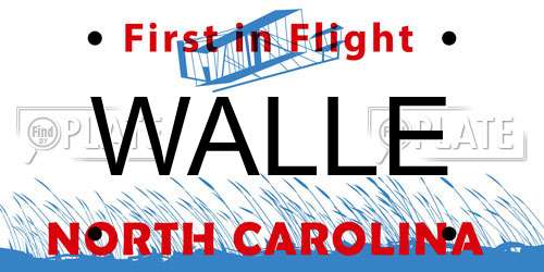 WALLE North Carolina License Plate