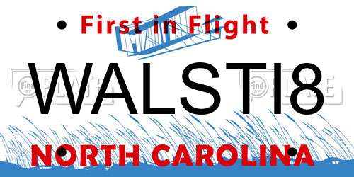WALSTI8 North Carolina License Plate