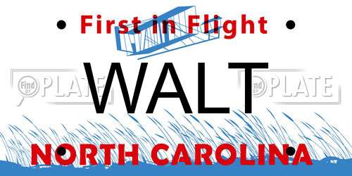 WALT North Carolina License Plate