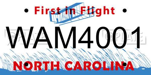 WAM4001 North Carolina License Plate
