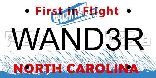 WAND3R North Carolina License Plate