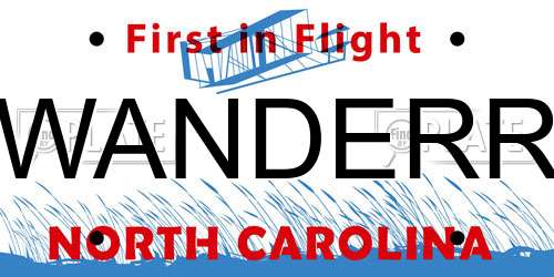 WANDERR North Carolina License Plate
