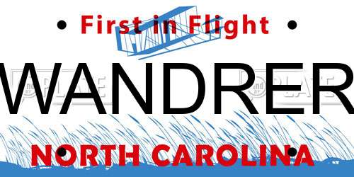 WANDRER North Carolina License Plate