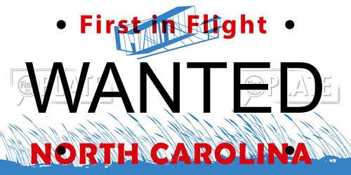 WANTED license plate in NC state