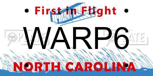 WARP6 North Carolina License Plate