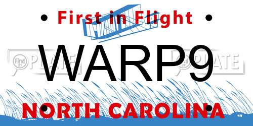 WARP9 North Carolina License Plate