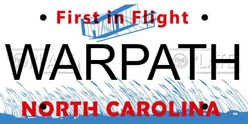 WARPATH North Carolina License Plate